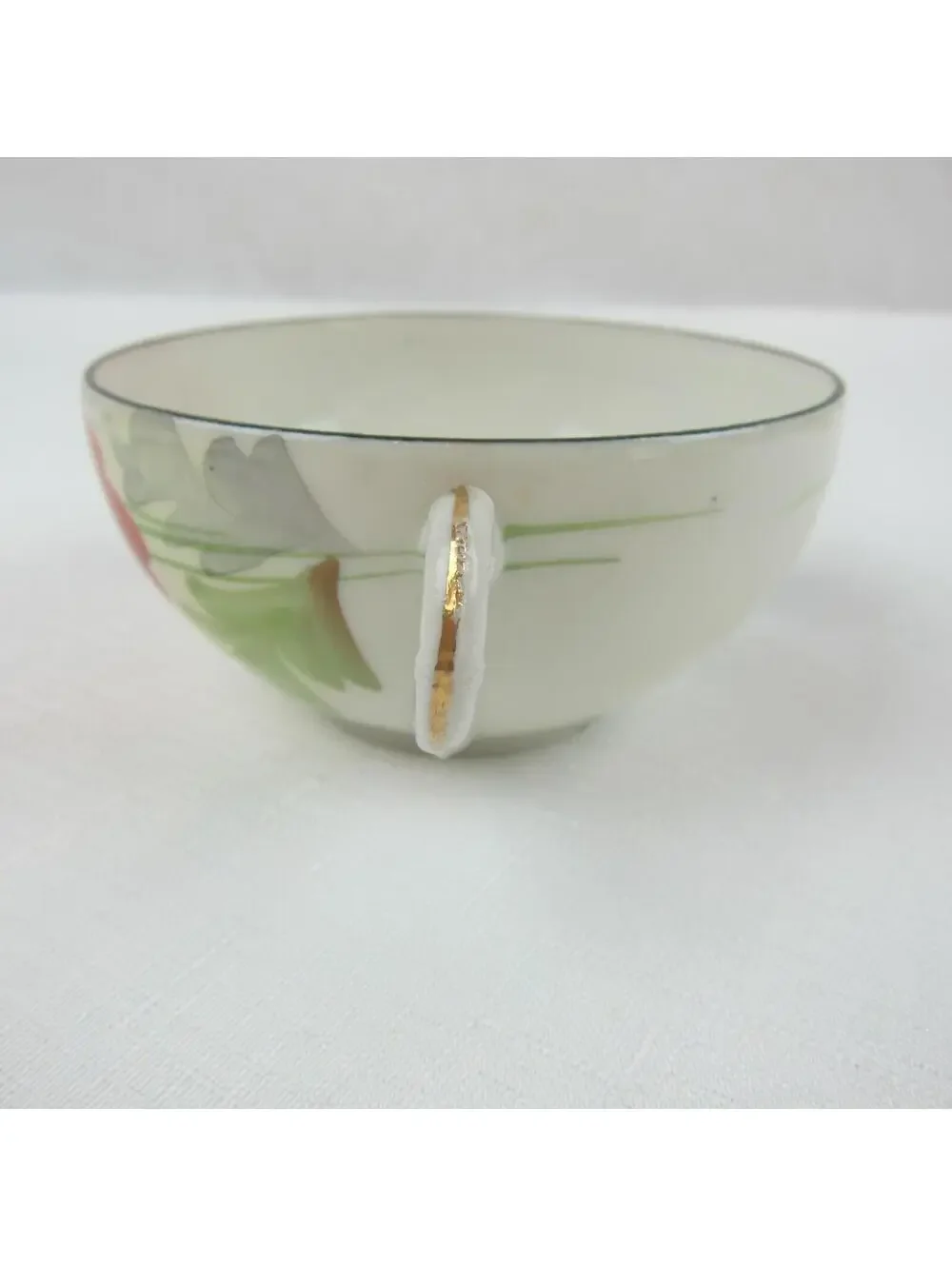 Antique Te-Oh Nippon Porcelain Tea Cup & Saucer Set Poppy Flower RARE